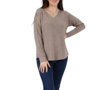 Women's Italian Plain Jumper Pullover Ladies Layering Knit Top Basic Long Sleeves Sweater Casual Tunic Blouse Sweatshirts One Size 8-16 (UK, Alpha, One Size, Regular, Regular, Mocha, V-Neck)