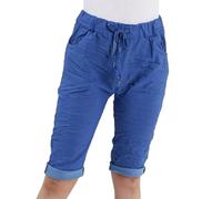 Womens Italian Plain Magic Shorts for Women Casual Stretch Short Trouser Cropped Turn Up Bottoms with Pockets Ladies High Waisted Stretch Summer Hot Pants Plus Size UK(Royal Blue,14-16)