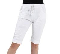 Womens Italian Plain Magic Shorts for Women Casual Stretch Short Trouser Cropped Turn Up Bottoms with Pockets Ladies High Waisted Stretch Summer Hot Pants Plus Size UK 10-22