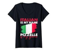 Womens Italian Pride Pizzelle Game Design V-Neck T-Shirt