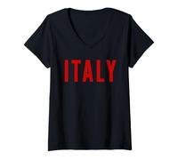 Women's Italian Pride Red Bold Italy V-Neck T-Shirt