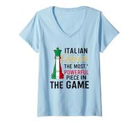 Womens Italian Queen The Most Powerful Piece in The Game V-Neck T-Shirt