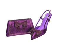 Women's Italian Shoe and Bag Set Luxury Designer Heels with Matching Handbag for Nigerian Weddings Parties Purple