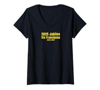 Womens Italian Via Francigena 2025 Rome Jubilee Tops & Accessories V-Neck T-Shirt