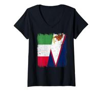 Women's Italy American Samoa Half Flag Italian American Samoan V-Neck T-Shirt