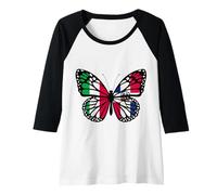 Womens Italy and Dominican Butterfly Half Italian Dominicana Roots Raglan Baseball Tee