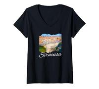 Women's Italy Sicily Souvenir/Sicily Syracuse V-Neck T-Shirt