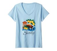 Women's Italy Sicily Souvenir/Sicily V-Neck T-Shirt
