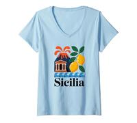 Women's Italy Sicily Souvenir/Sicily V-Neck T-Shirt