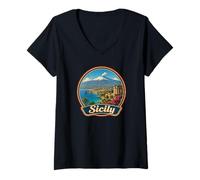 Women's Italy Sicily Souvenir/Sicily V-Neck T-Shirt