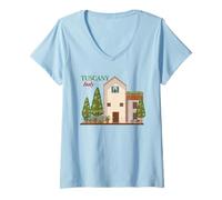 Womens Italy Toscana and Italian Tuscany V-Neck T-Shirt