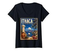 Women's Ithaca Taking Long Way Home Homer’s Odyssey Greek Mythology V-Neck T-Shirt