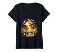 Women's It's 5 O'Clock Everywhere I'm Retired Summer Retirement V-Neck T-Shirt