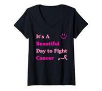 Womens It's A Beautiful Day to Fight Breast Cancer Awareness Womens V-Neck T-Shirt