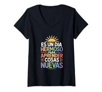 Women's Its A Beautiful Day to Learn New Things Funny Saying V-Neck T-Shirt