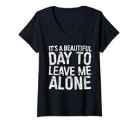 Womens It's A Beautiful Day To Leave Me Alone Shirt Funny Introvert V-Neck T-Shirt