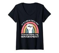 Womens It's A Beautiful Day to Overthrow The Government V-Neck T-Shirt