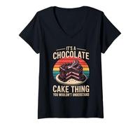 Womens It's a Chocolate Cake Thing You Wouldn't Understand Retro V-Neck T-Shirt