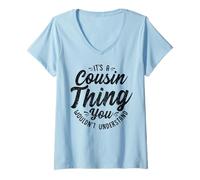 Womens It's A Crazy Cousin Thing Cousin Crew Squad Family Black V-Neck T-Shirt