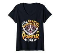 Women's It's a German Shorthaired Pointer Day Cartoon Pet Dog Breed V-Neck T-Shirt