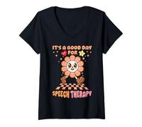 Women's It's A Good Day for Speech Therapy Speech Language Therapist V-Neck T-Shirt