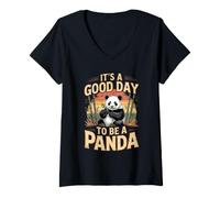 Women's It's a Good Day to Be a Panda Bamboo Wildlife V-Neck T-Shirt