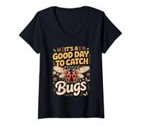 Women's It's a Good Day to Catch Bugs Ladybug Insect V-Neck T-Shirt