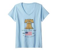 Womens It's A Good Day to Protect Democracy Politics USA Flag V-Neck T-Shirt
