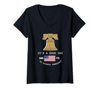 Womens It's A Good Day to Protect Democracy Politics USA Flag V-Neck T-Shirt