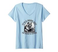 Womens It's A Good Day to Read A Book Raccoon Lover V-Neck T-Shirt
