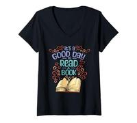 Women's It's A Good Day to Read A Book Reader Readers Reading V-Neck T-Shirt