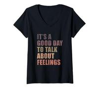Womens It's A Good Day to Talk About Feelings Funny Mental Health V-Neck T-Shirt