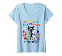 Women's It's a Good Day to Teach Little People Life Cat Chalk V-Neck T-Shirt