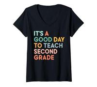 Womens It's A Good Day To Teach Second Grade Team 1st Day of School V-Neck T-Shirt