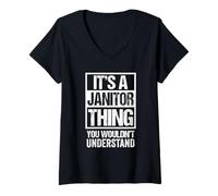 Womens It's A Janitor Thing You Wouldn't Understand Janny Custodian V-Neck T-Shirt