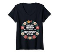 Womens It's A Relationship With God Not Religion ----- V-Neck T-Shirt