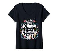Womens It's A Relationship with God Not Religion - V-Neck T-Shirt