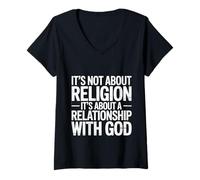 Womens It's A Relationship with God Not Religion - V-Neck T-Shirt