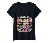 Womens It's A Relationship With God Not Religion ---- V-Neck T-Shirt