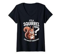 Womens It's a Squirrel Thing Funny Animal Lovers Autumn Casual V-Neck T-Shirt