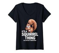 Womens It's a Squirrel Thing Funny Animal Lovers Casual Autumn V-Neck T-Shirt