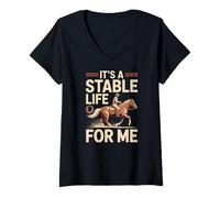 Womens Its A Stable Life for Me Horse Trainer Riding V-Neck T-Shirt