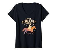 Womens Its A Stable Life for Me Western Cowboy Equestrian V-Neck T-Shirt
