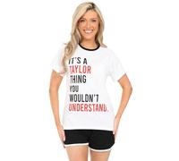 Womens It's a Taylor Thing, You Wouldn't Understand Black White Short Cotton Pyjama Set Ladies PJ's (12-14)