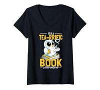Women's It's A Tea-Rrific Book Adventure Owl Lover Bookworm Reading V-Neck T-Shirt