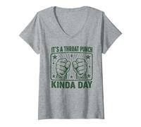 Women's Its A Throat Punch Kinda Day Sarcasm Work Funny V-Neck T-Shirt