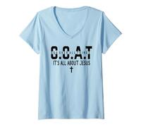 Womens It's All About Jesus Make Heaven Crowded God Over All Things V-Neck T-Shirt