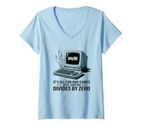 Womens it's all fun and games until someone divides by zero math V-Neck T-Shirt
