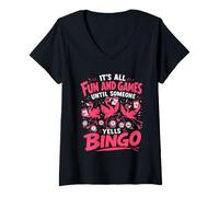 Women's It's All Fun and Games Until Someone Yells Bingo V-Neck T-Shirt
