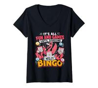 Women's It's All Fun and Games Until Someone Yells Bingo V-Neck T-Shirt